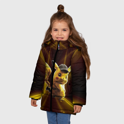 Зимняя куртка для девочек 3D Пушистик Пикачу, цвет черный - фото 3