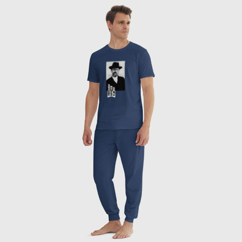 Мужская пижама хлопок Чехов, цвет темно-синий - фото 5