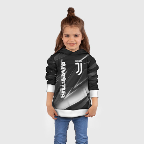 Детская толстовка 3D Juventus geometry stripes Ювентус геометрические полосы, цвет белый - фото 4