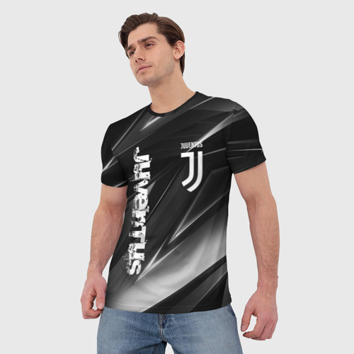 Мужская футболка 3D Juventus geometry stripes Ювентус геометрические полосы, цвет 3D печать - фото 3