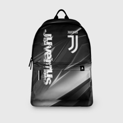Рюкзак с принтом Juventus geometry stripes Ювентус геометрические полосы для любого человека, вид спереди №3. Цвет основы: белый