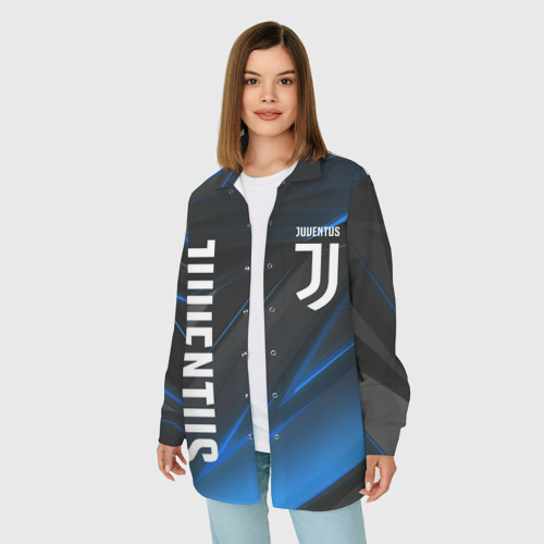 Женская рубашка oversize 3D с принтом Juventus Ювентус, фото на моделе #1