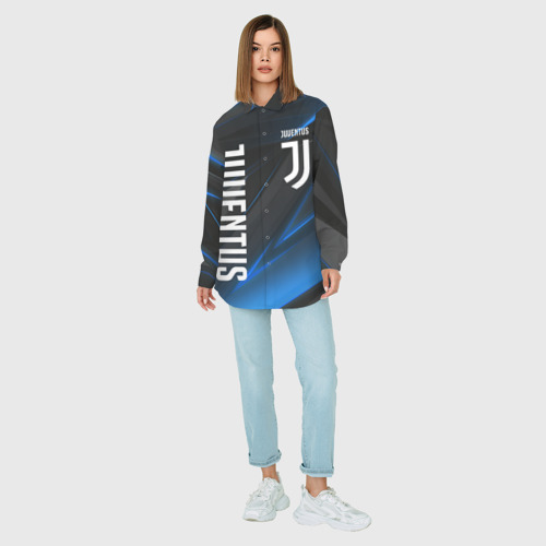 Женская рубашка oversize 3D с принтом Juventus Ювентус, вид сбоку #3