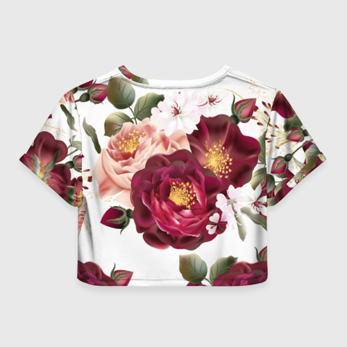 Женская футболка Crop-top 3D Розы, цвет 3D печать - фото 2