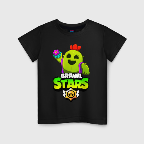 Детская футболка хлопок Brawl Stars Spike Спайк, цвет черный