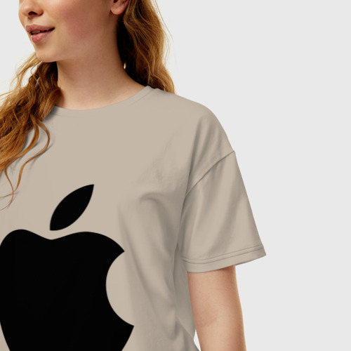 Женская футболка хлопок Oversize Apple, цвет миндальный - фото 3