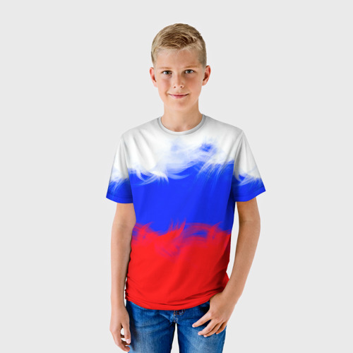 Детская футболка 3D с принтом Россия, фото на моделе #1