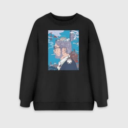 Женский свитшот oversize без начеса хлопок Хаяо Миядзаки