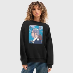Женский свитшот oversize без начеса хлопок Хаяо Миядзаки - фото 2