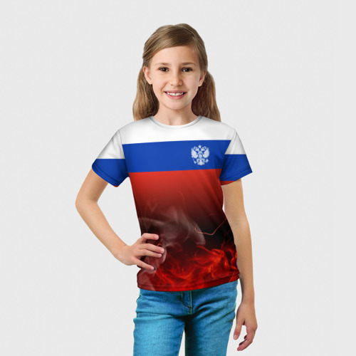 Детская футболка 3D Россия огонь, цвет 3D печать - фото 5