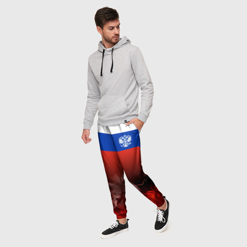 Мужские брюки 3D Россия огонь, цвет 3D печать - фото 3