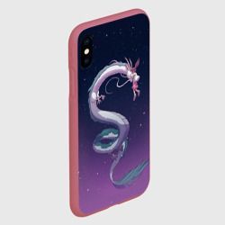 Чехол для iPhone XS Max матовый Тихиро летает с драконом в ночном небе - фото 2