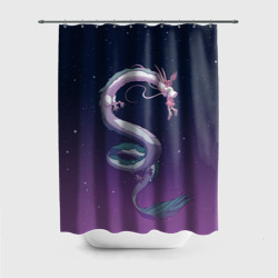Штора 3D для ванной Тихиро летает с драконом в ночном небе