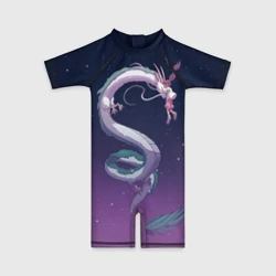 Детский купальный костюм 3D Тихиро летает с драконом в ночном небе