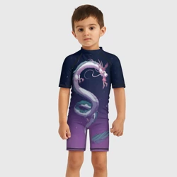 Детский купальный костюм 3D Тихиро летает с драконом в ночном небе - фото 2