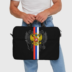 Сумка с принтом Россия для любого человека, вид спереди №3. Цвет основы: белый