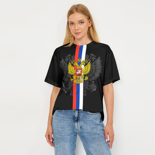 Женская футболка oversize 3D Россия, цвет 3D печать - фото 5