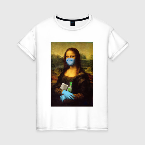 Женская футболка из хлопка с принтом Mona Lisa, вид спереди №1
