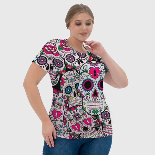 Женская футболка 3D с принтом Весёлые черепа, фото #4