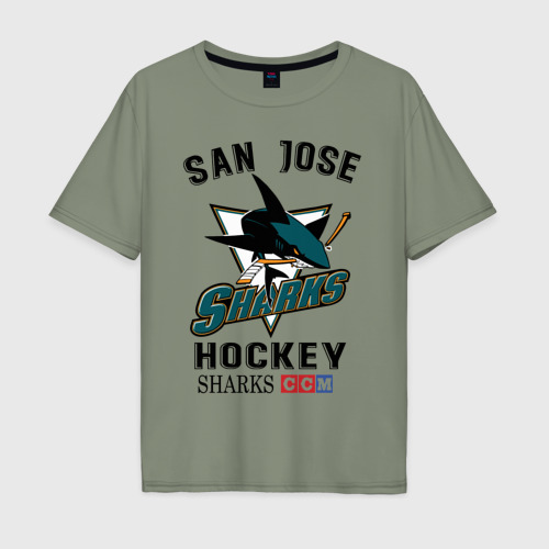 Мужская футболка хлопок Oversize San Jose Sharks, цвет авокадо