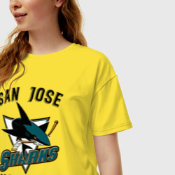 Женская футболка хлопок Oversize San Jose Sharks - фото 2