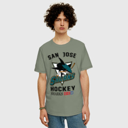 Мужская футболка хлопок Oversize San Jose Sharks - фото 2