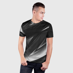 Мужская футболка 3D Slim Geometry stripes black & white - фото 2