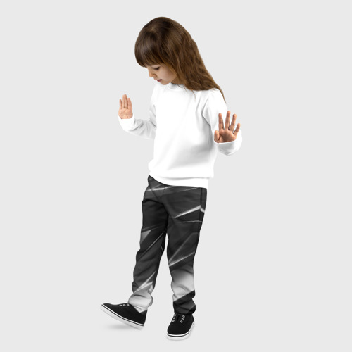 Детские брюки 3D Geometry stripes black & white, цвет 3D печать - фото 3
