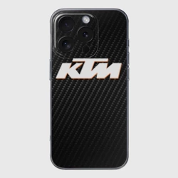 Чехол для iPhone 16 Pro силиконовый с защитой камеры КТМ на карбоне