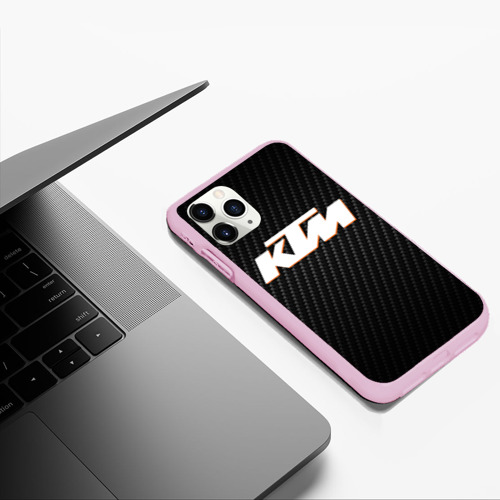 Чехол для iPhone 11 Pro Max матовый КТМ на карбоне, цвет розовый - фото 5