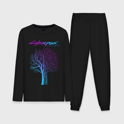 Мужская пижама с лонгсливом хлопок Дерево Cyberpunk 2077