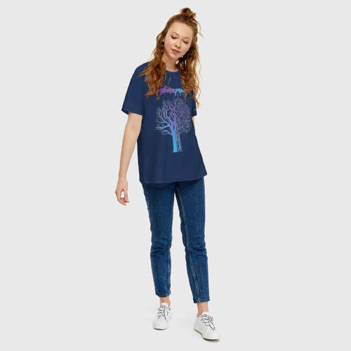 Женская футболка хлопок Oversize Дерево Cyberpunk 2077, цвет темно-синий - фото 5