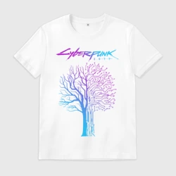 Мужская футболка хлопок Дерево Cyberpunk 2077