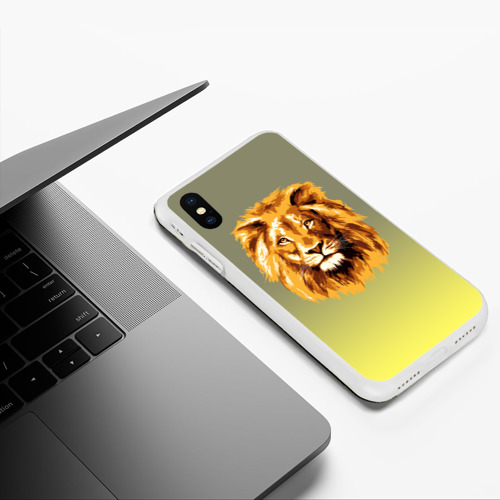 Чехол для iPhone XS Max матовый Лев, цвет белый - фото 5