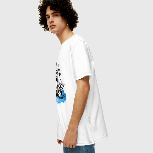 Мужская футболка хлопок Oversize Корабль, цвет белый - фото 5