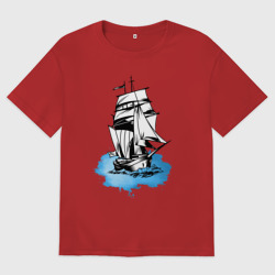 Женская футболка хлопок Oversize Корабль