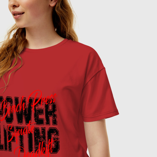 Женская футболка хлопок Oversize с принтом Powerlifting, фото на моделе #1