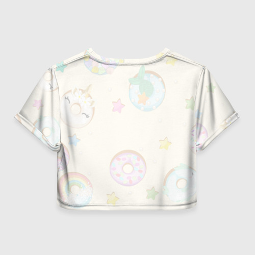 Женская футболка Crop-top 3D Пухленький единорог, цвет 3D печать - фото 2