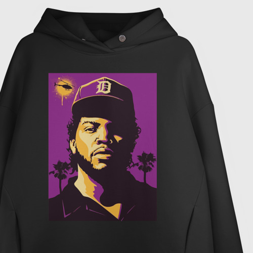 Женское худи Oversize хлопок Ice Cube, цвет черный - фото 3