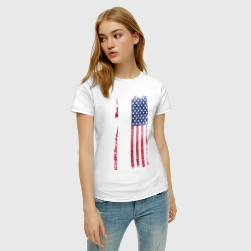 Женская футболка хлопок с принтом New York, фото на моделе #1