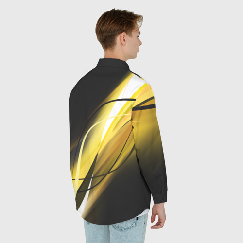 Мужская рубашка oversize 3D с принтом Geometry stripes, вид сзади #2