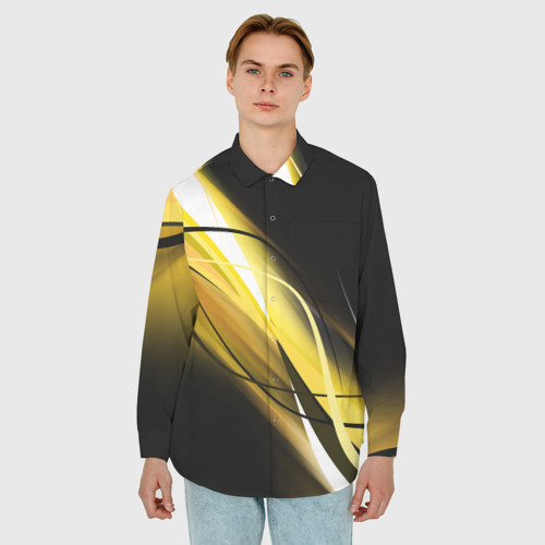 Мужская рубашка oversize 3D с принтом Geometry stripes, фото на моделе #1