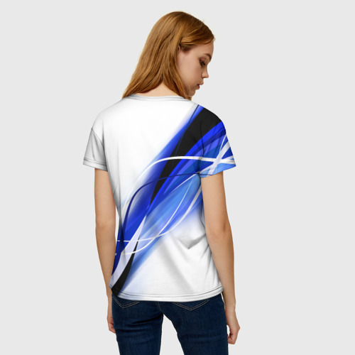 Женская футболка 3D Geometry stripes blue, цвет 3D печать - фото 4