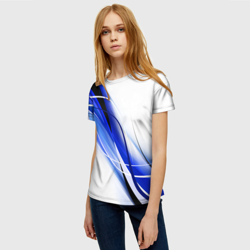 Женская футболка 3D Geometry stripes blue, цвет 3D печать - фото 3
