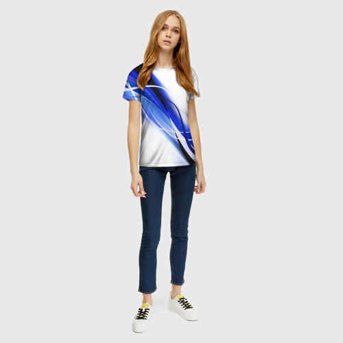 Женская футболка 3D Geometry stripes blue, цвет 3D печать - фото 5