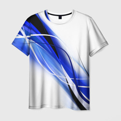 Мужская футболка 3D Geometry stripes blue