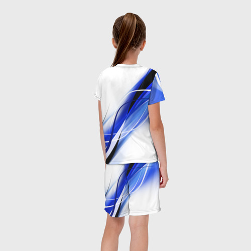 Детский костюм с шортами 3D Geometry stripes blue, цвет 3D печать - фото 6