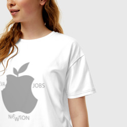 Женская футболка хлопок Oversize Яблоко Ньютоновское и Ева - фото 2
