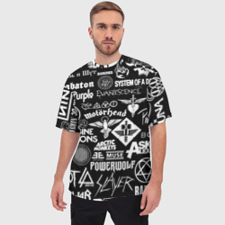 Мужская футболка oversize 3D Логотипы рок групп - фото 2