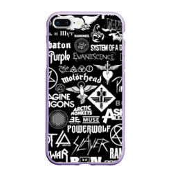 Чехол для iPhone 7Plus/8 Plus матовый Логотипы рок групп